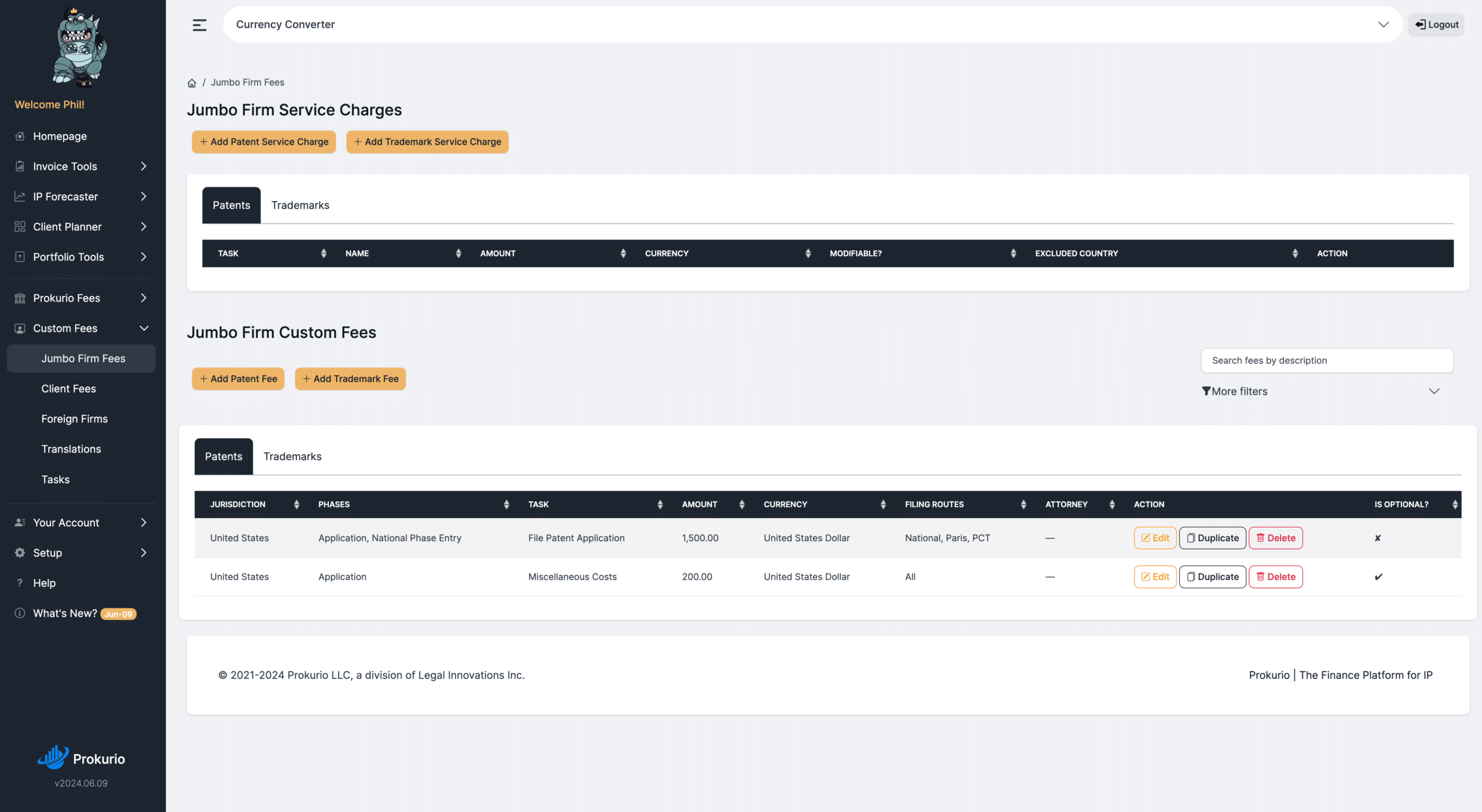 Ip cost estimation custom fees